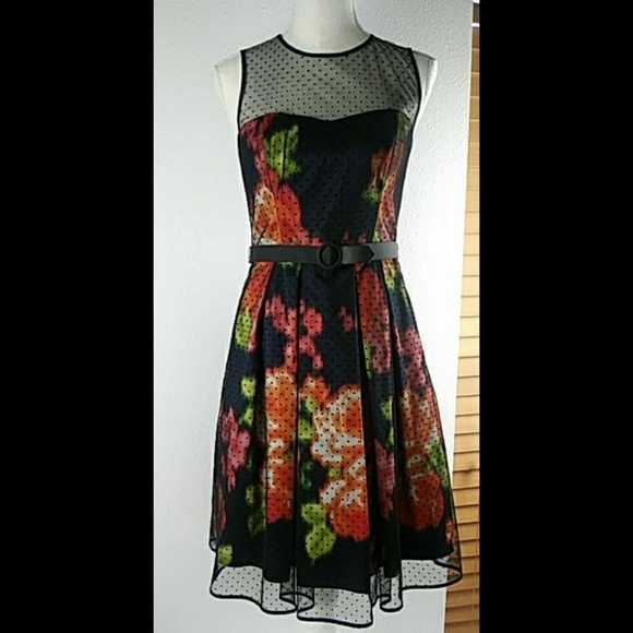 Eliza J Dresses & Skirts - Eliza J Dress Sheer Polka Dot SZ 2 Vintage Look!